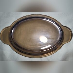 Pyrex Amber Glass Small Oval Replacement Lid P-14-C ~ Fits 6" x 4.5"  Casserole